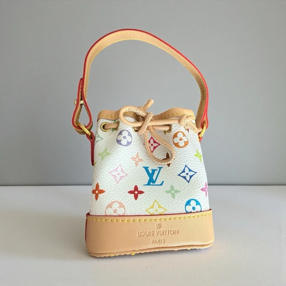 NWOT LV White/Tan Multicolor Mini Bag Bucket  - Bag Charm/Keychain - Picture 2 of 13